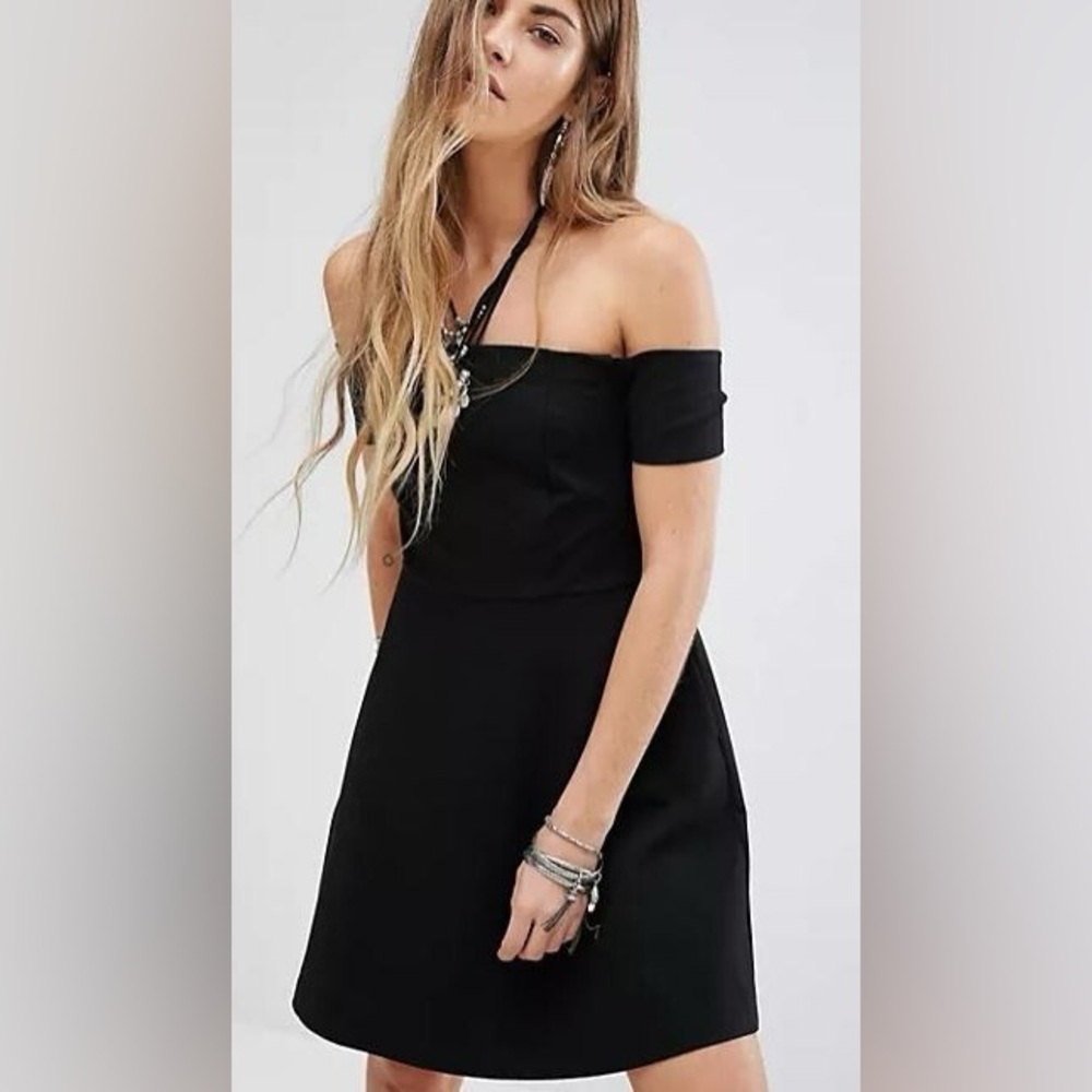 Free People Black Mambo Off the Shoulder Minidress